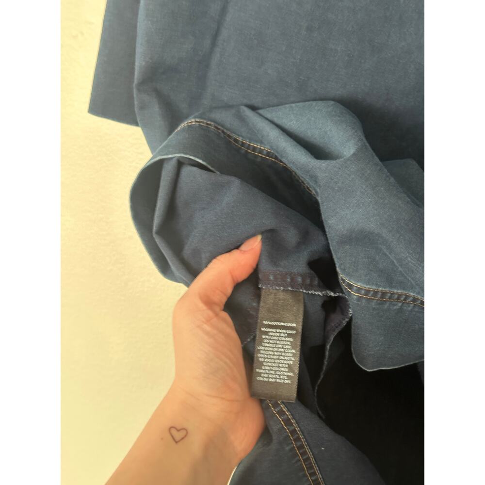 Lafayette 148 S Dark Blue Denim Tunic Mini Dress Collared Button Up Pockets - Picture 6 of 6